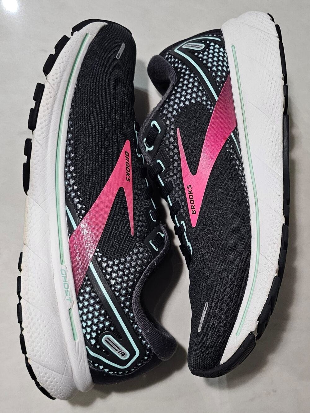 Brooks Ghost 14 Womens 9.5 Black Pink DNA Loft Running Shoes 120355